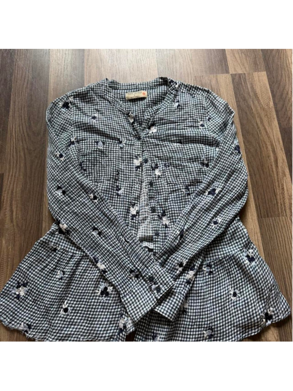 Gingham floral embroidered peplum blouse with the cutest cottagecore look